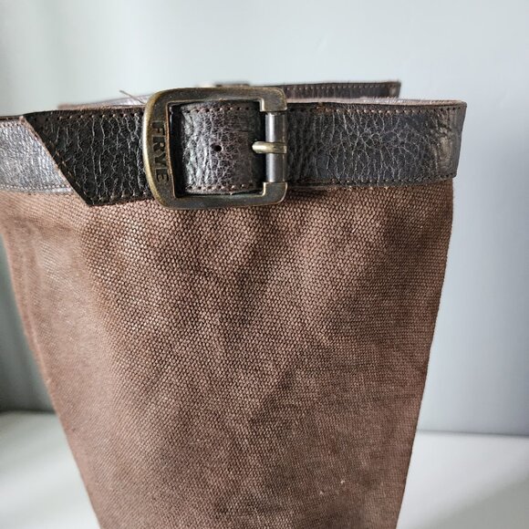 Frye Leather & Canvas Tall Boots "LIKE NEW" - Picture 7 of 15